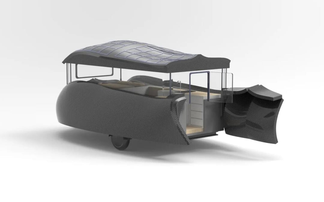 Elektryczny kamper z przyczepą nie z tego świata. Ta kombinacja ma więcej sensu, niż się wydaje