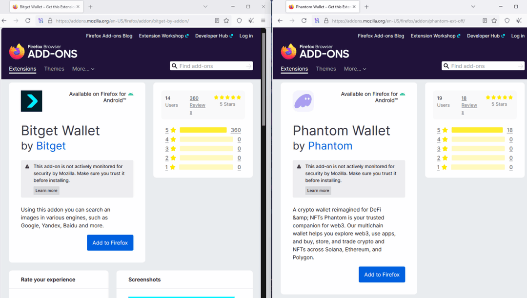 Dziesiątki fałszywych dodatków do portfeli zalewają sklep z dodatkami dla Firefoxa
