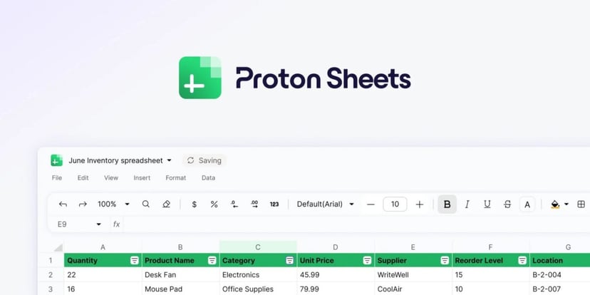 Proton Sheets, zaszyfrowana alternatywa dla Excela i Google Sheets