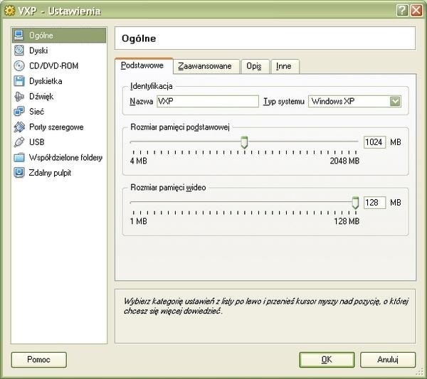 VirtualBox zużywa dużą ilość zasobów. Przydziel mu wystarczającą ilość pamięci i wybierz odpowiedni system.