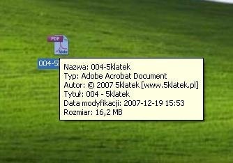 Sami skonfigurujemy informacje wyświetlane w dymkach dla różnych plików.