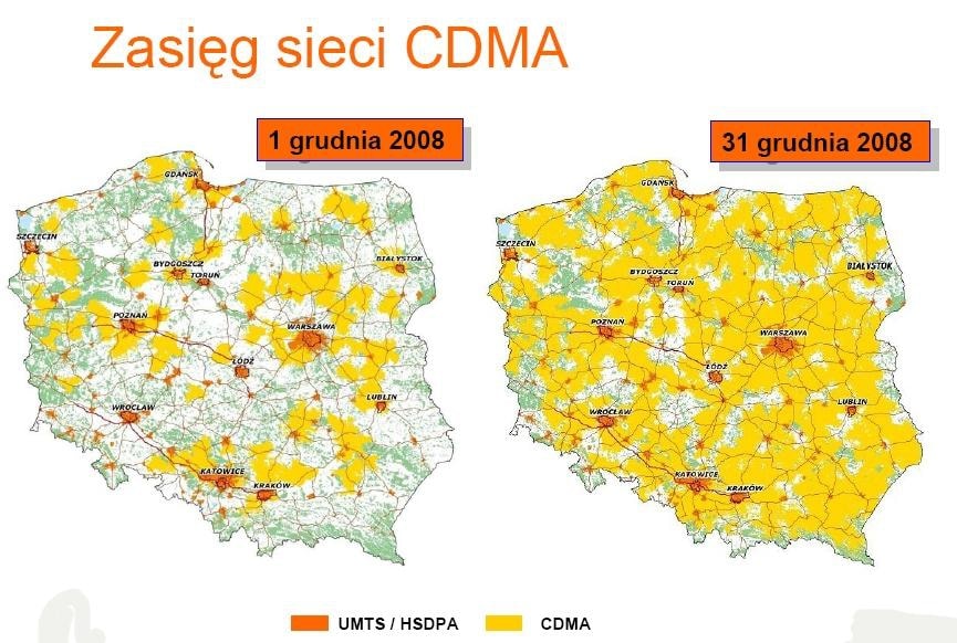 Mapka zasięgowa w oparciu o estymowaną wartość zasięgu sieci na zewnątrz budynków