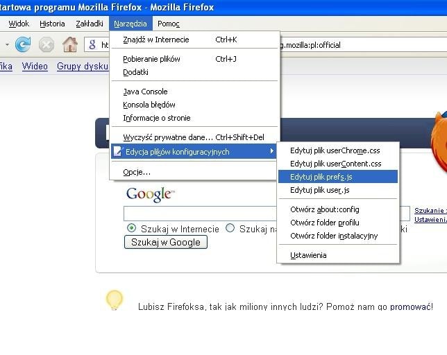 konfiguracja firefoxa