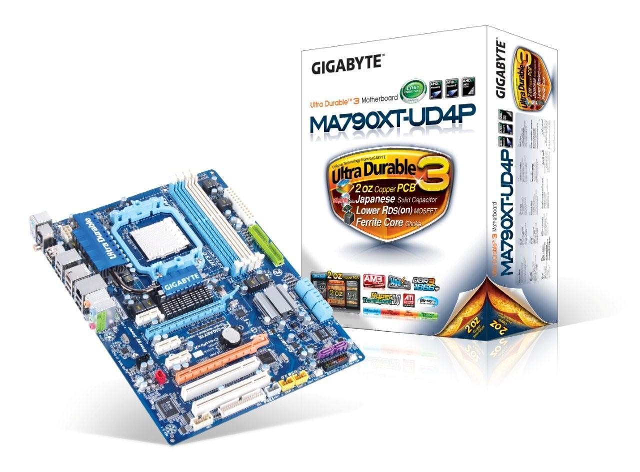 Model GA-MA790XT-UD4P wyposażono w chipset AMD 790X z mostkiem południowym SB750
