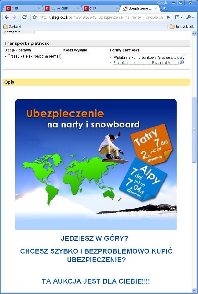 Wszystkie aukcje wystawione są po stałej cenie w opcji