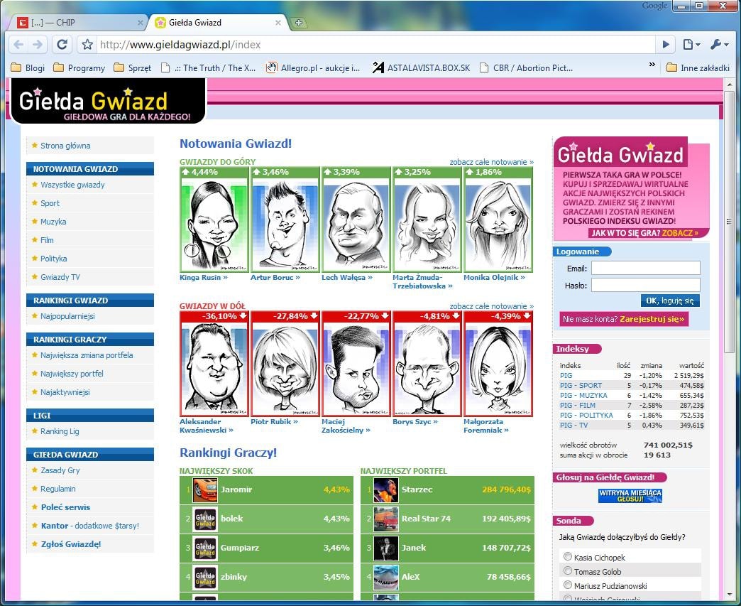 Autorem widocznych w serwisie karykatur jest Piotr Kanarek