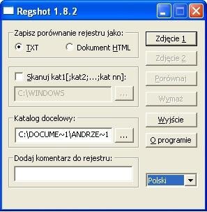 Aplikacja freeware Regshot odnotowuje wszystkie zmiany w Rejestrze, porównując jego obecny stan z wcześniej zapisanym.