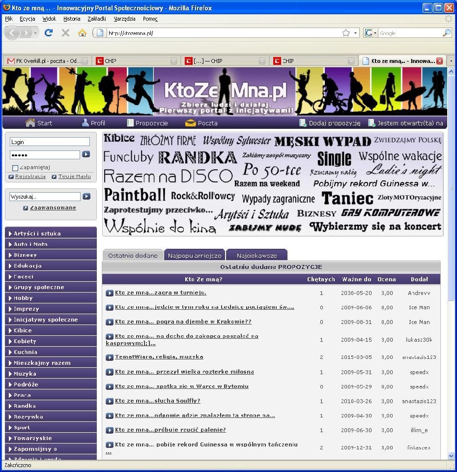 Portal ma gromadzić ludzi wokół organizacji różnych przedsięwzięć i podejmowania wspólnych inicjatyw