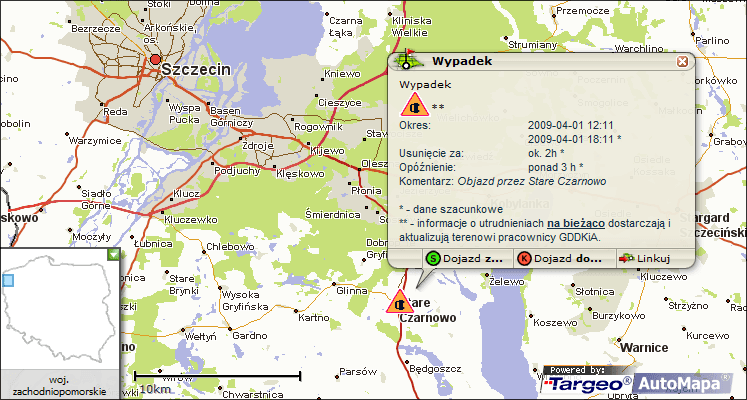 Zaledwie kilka kliknięć drogomistrza wystarczy, by aktualne dane o utrudnieniu na drodze trafiły do serwisów internetowych dostępnych dla wszystkich kierowców