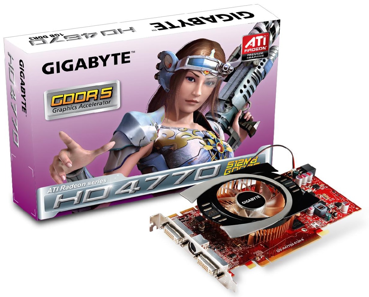 GV-R477D5-512H-B został wyposażony w 512MB 128-bitowej pamięci GDDR5