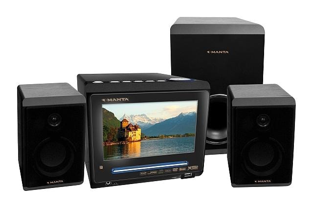 Zestaw wyposażono w siedmiocalowy ekran LCD, nad którym dla wygody użytkownika umieszczone zostały przyciski sterujące najważniejszymi funkcjami odtwarzacza