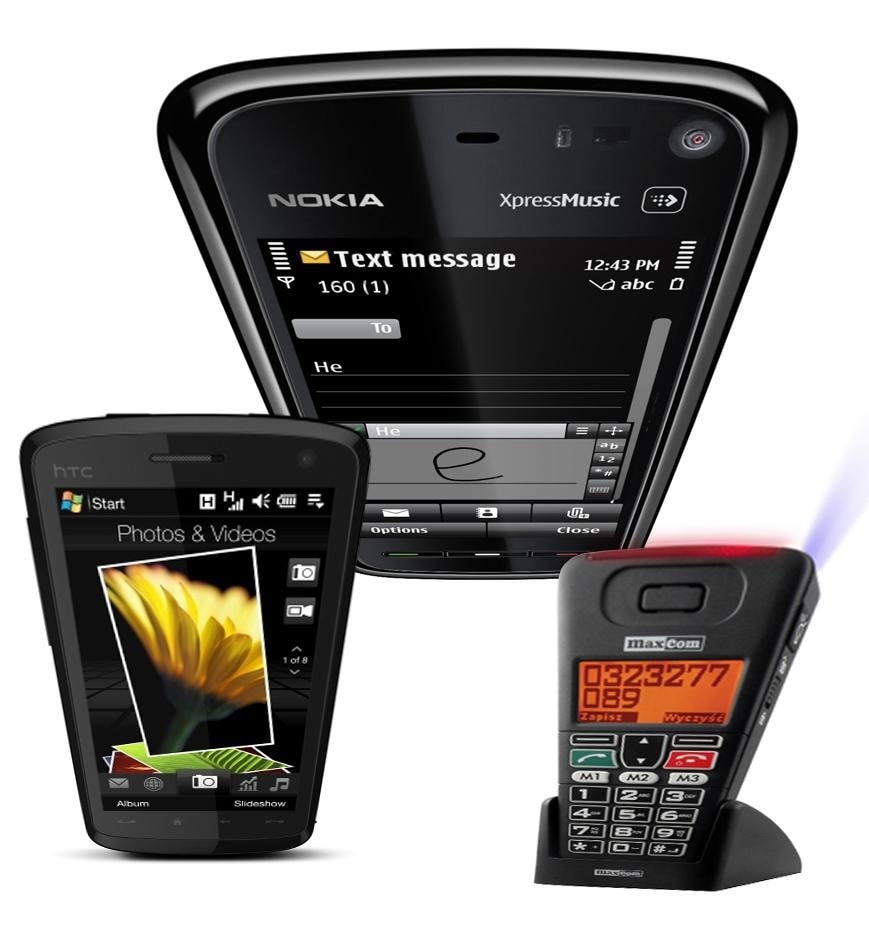 Pierwsze trzy miejsca w zestawieniu TOP 10 zajęły: Nokia 5800, HTC Touch HD i Maxcom MM500BB