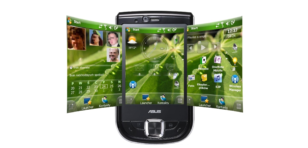 Potrójny ekran startowy SPB Shell 3 daje wgląd we wszystkie potrzebne informacje i dostęp do ważnych funkcji.