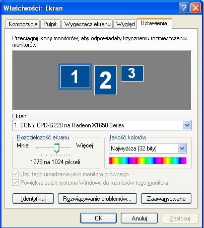 Rozdzielczość 1279×1024 nie jest prawidłowa. Jednak brak jednej kolumny pikseli nie powinien przeszkadzać.