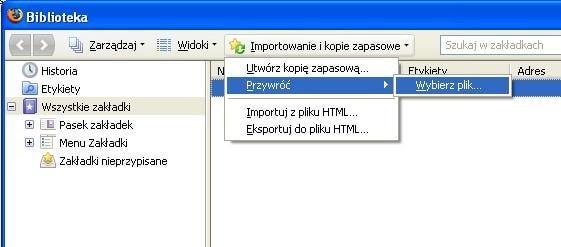 Firefox w nowych plikach JSON zabezpiecza zakładki łącznie z dodatkowymi informacjami, takimi jak na przykład historia przeglądania.