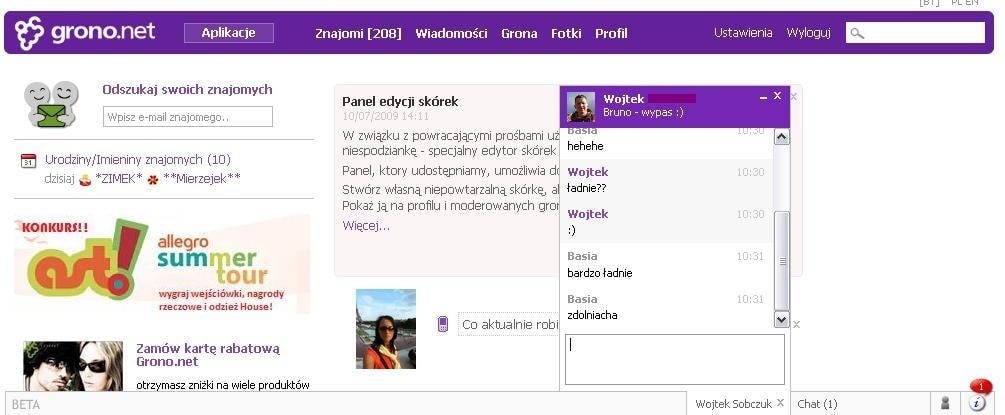 Komunikator na grono.net - nie przypomina wam to Facebooka?