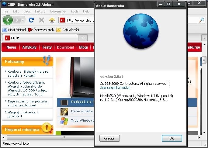 Przeglądarka otrzymała nazwę roboczą po Parku Narodowym Namoroka Park na Madagaskarze