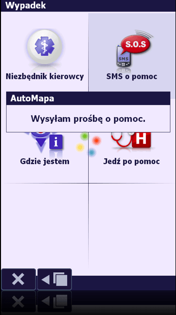 AutoMapa uruchamia funkcję wiadomości alarmowej In Case Of Emergency