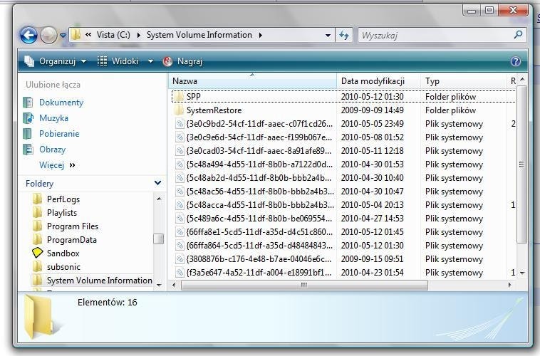 Zabawa w chowanego. Punkty przywracania w Viście są kompresowane, szyfrowane i umieszczane w ukrytym katalogu systemowym.