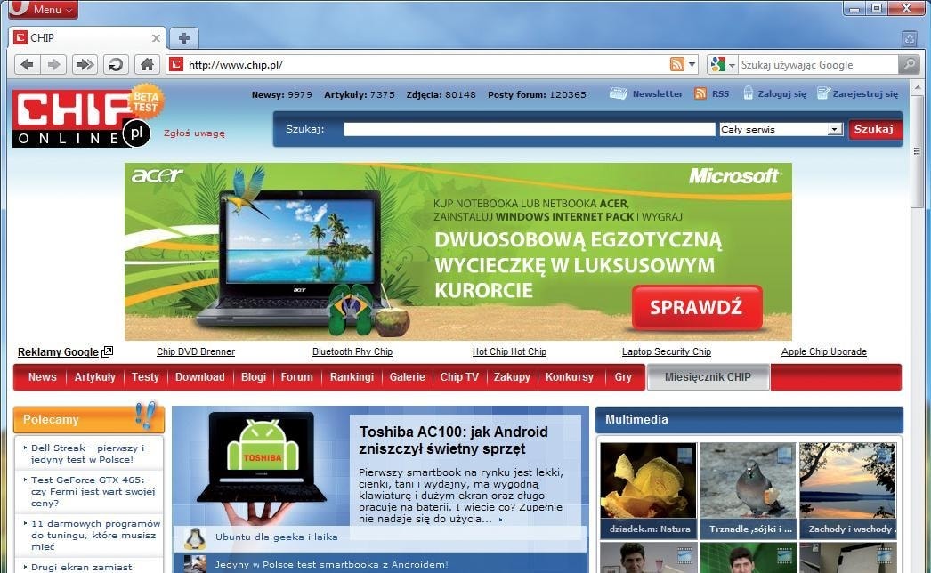 Zwycięzca testu wydajności. Bez wątpienia wygrywa Opera. W porównaniu do innych przeglądarek jest bardzo szybka.