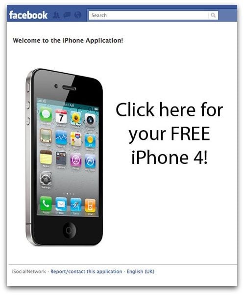Darmowe iPhone'y na Facebooku to fikcja