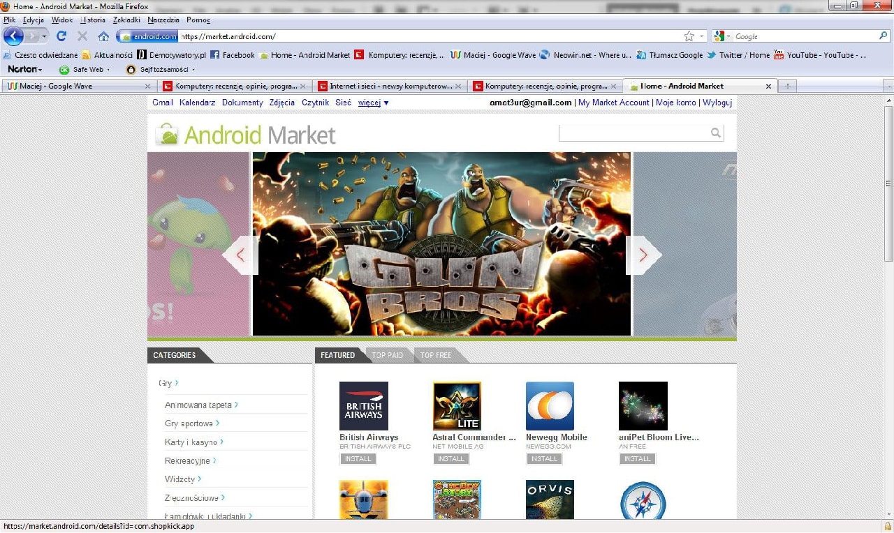 Google udostępnia Market poprzez przeglądarkę internetową