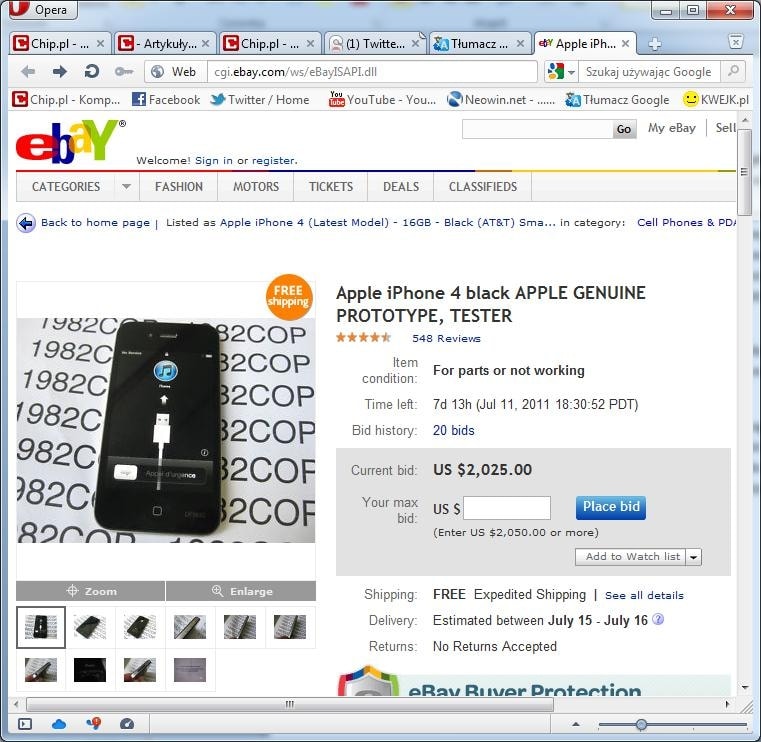Używany iPhone 4 wart milion dolarów?