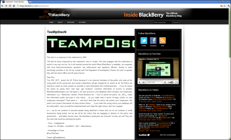 Zamieszki w Londynie: Anarchiści szantażują BlackBerry
