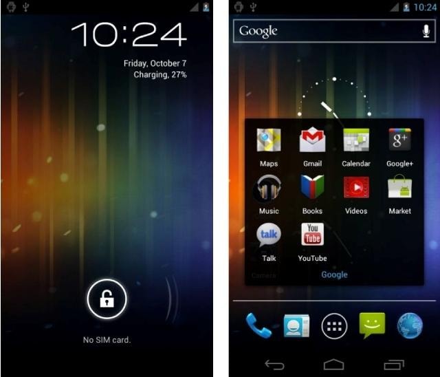 Android Ice Cream Sandwich - widać elementy zaczerpnięte zarówno z Gingerbreada, jak i Honeycomba