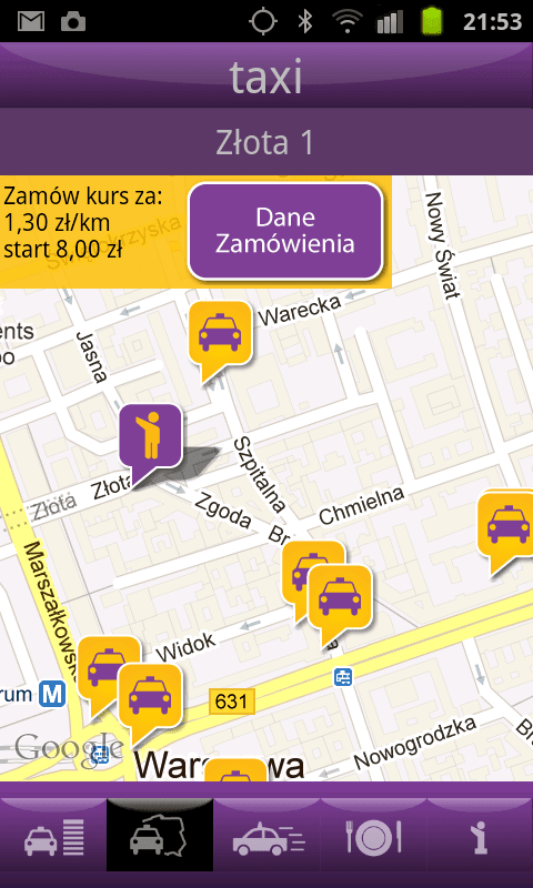 Taxity – zamów taksówkę z mapy
