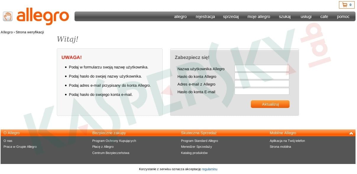Nowy atak phishingowy na użytkowników Allegro – rzekome zwiększanie bezpieczeństwa