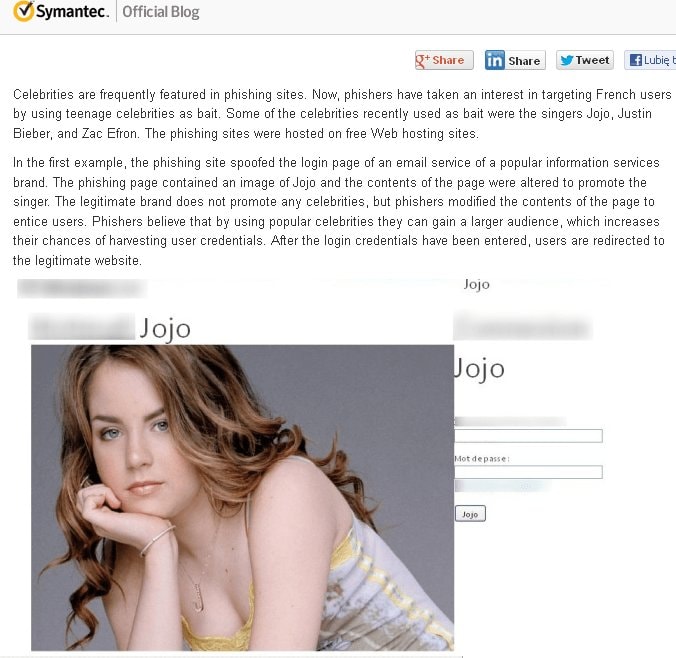Celebryci wykorzystani do ataków typu phishing