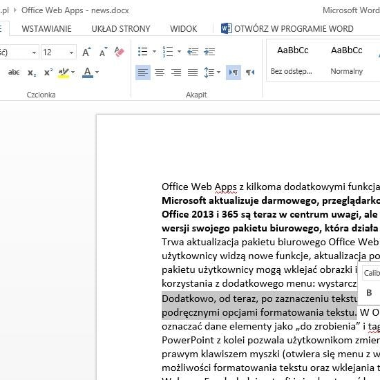 Microsoft aktualizuje darmowego, przeglądarkowego Office’a