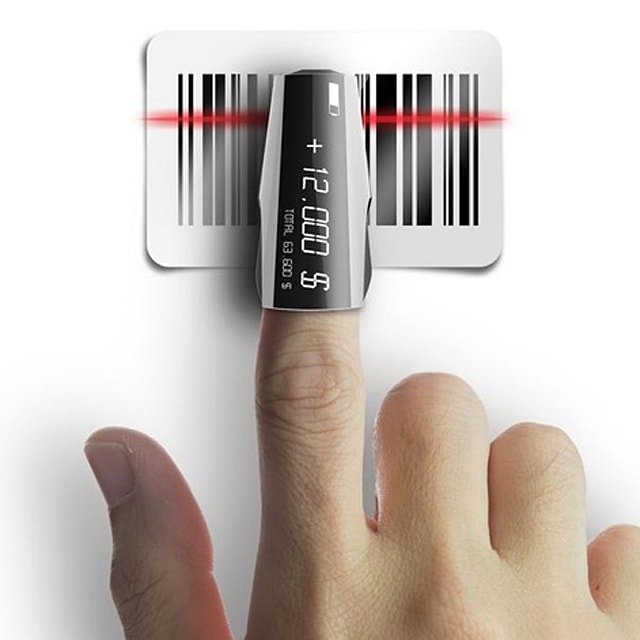 Skaner kodu kreskowego nakładany na palec