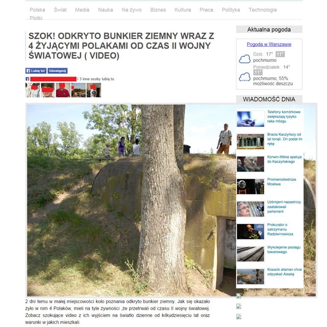 Przeżyli w bunkrze 69 lat – humorystyczna pułapka na Facebooku