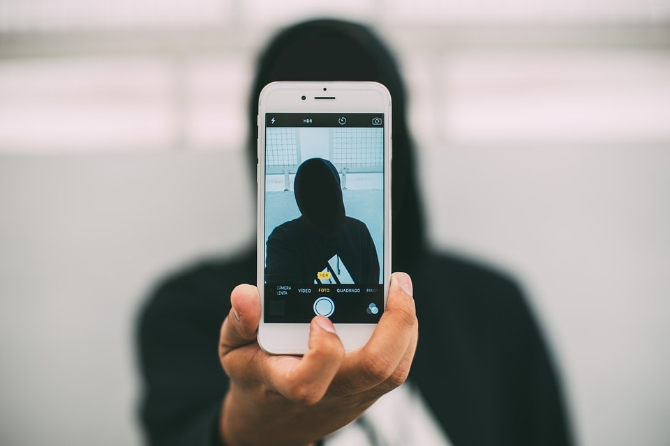 Iphone Anonymous Selfie Hoody Taking Photo Phone
