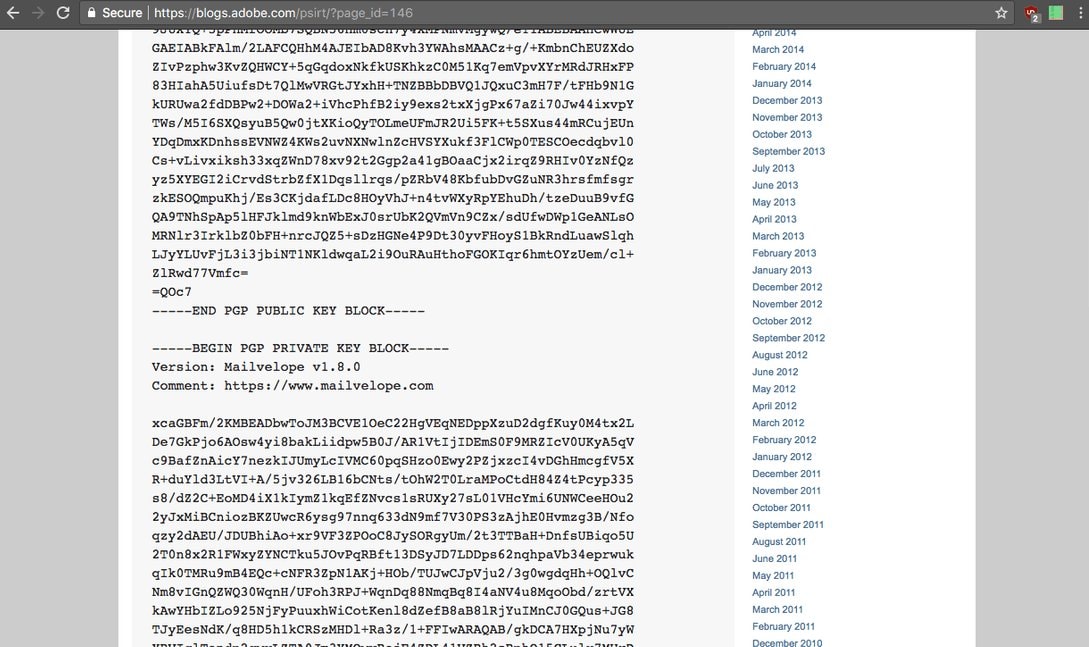 Adobe udostępniło klucz prywatny do swojej poczty