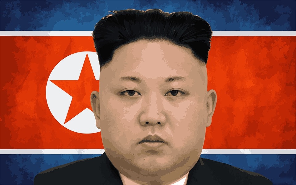 kim dzong un w tle flaga Korea Płn