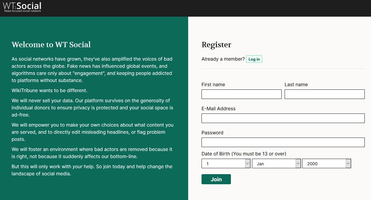 wt social ekran logowania