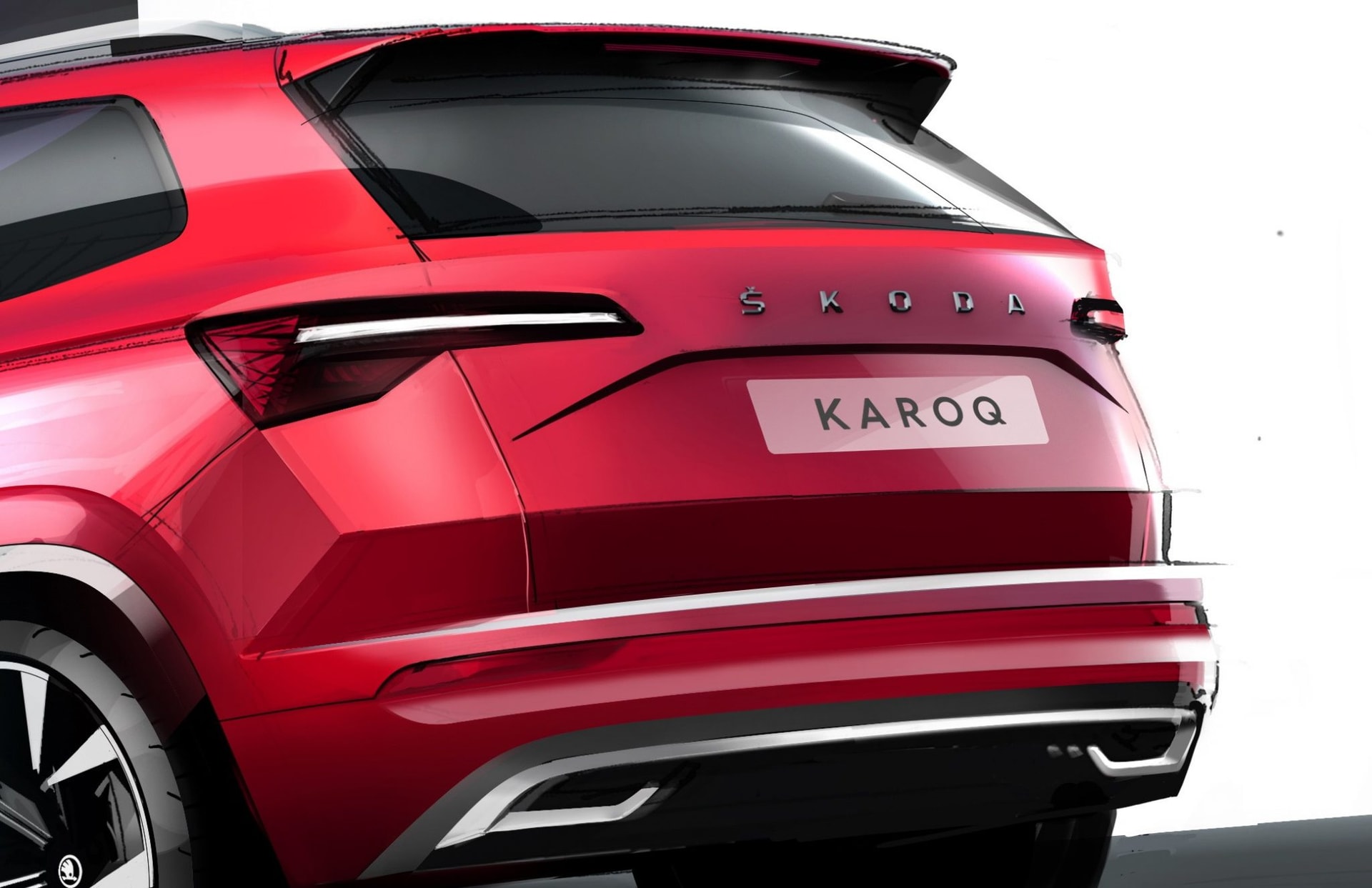Tak wygląda odświeżona Skoda Karoq. Na razie na szkicach