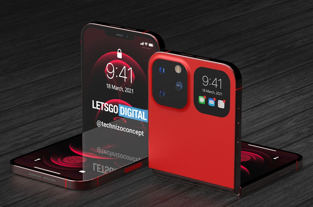 Render składanego iPhone’a. Źródło: Technizo Concept
