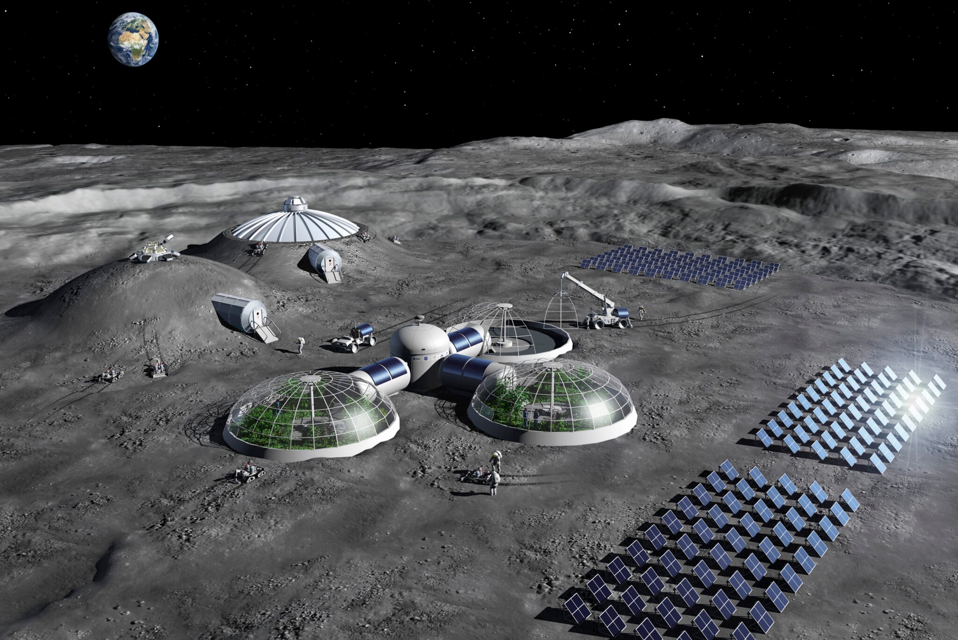 Wizja bazy księżycowej stworzonej przez ESA
