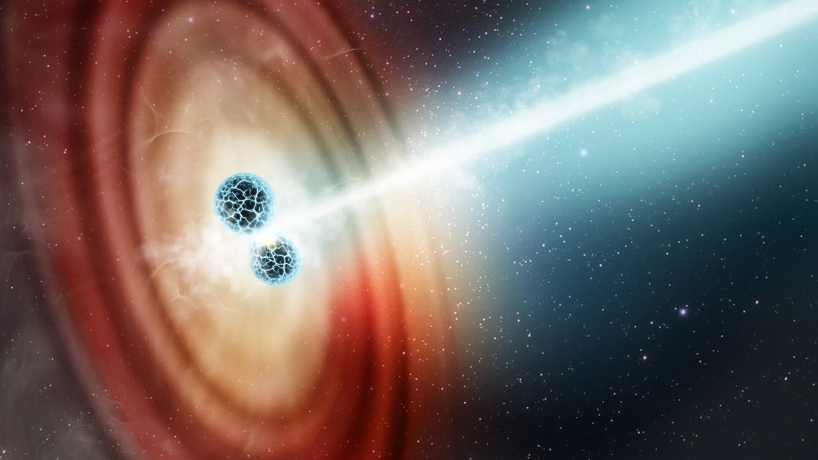 Wizualizacja dżetu podczas zdarzenia GW170817 /Fot. NASA
