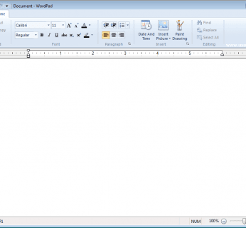 WordPad z wersji rozwojowej Windows 7