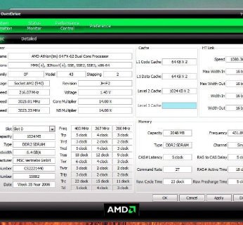 AMD OverDrive pozwala nam modyfikować parametry pracy procesora i pamięci.