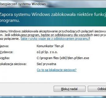 Zapora systemu Windows często blokuje całkowicie bezpieczne programy takie jak komunikator Tlen.