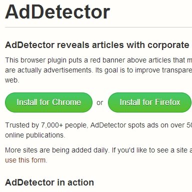 AdDetector: darmowa wtyczka wykrywająca “ciche” reklamy