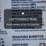Google Translate – WordLens. Przykład tłumaczenia menu z języka angielskiego na hiszpański.