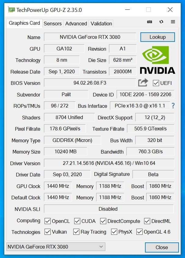 test Palit GeForce RTX 3080 GameRock OC, recenzja Palit GeForce RTX 3080 GameRock OC, opinia Palit GeForce RTX 3080 GameRock OC