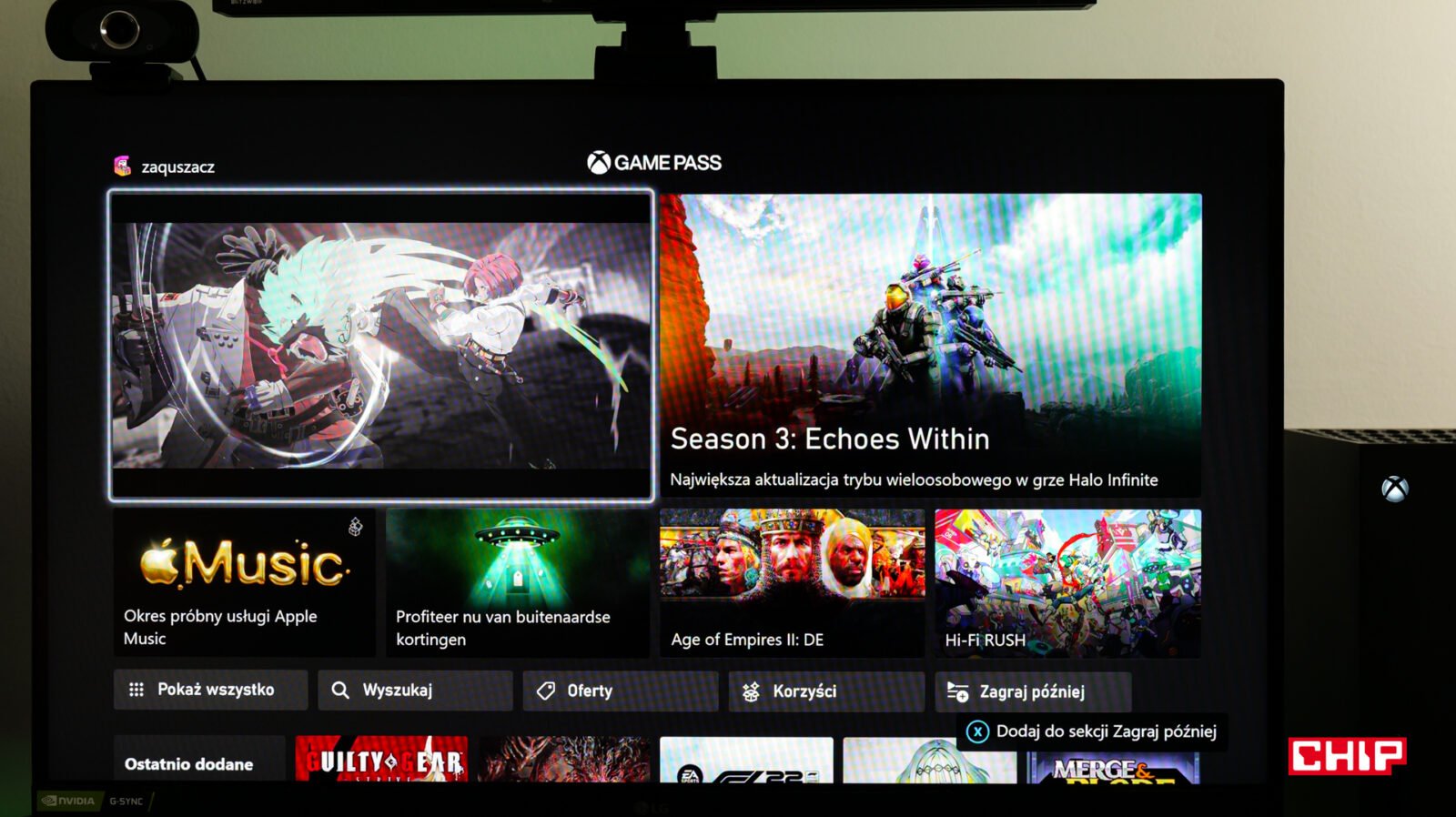 Wygląd ekranu głównego usługi Xbox Game Pass